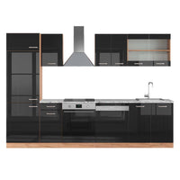 Vicco Cucina componibile Rovere nero/oro lucido 300 cm , PL Marmo