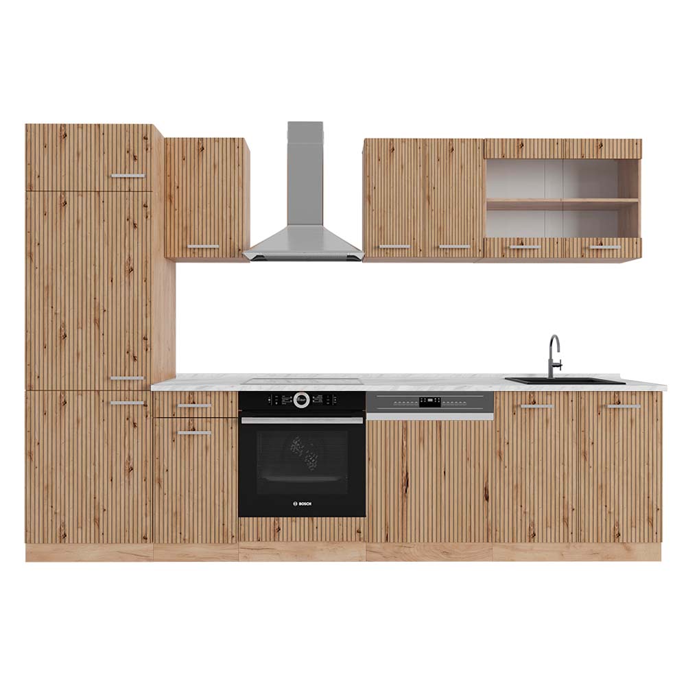 Vicco Cucina componibile Rovere artigianale/rovere Goldkraft 300 cm , PL Marmo