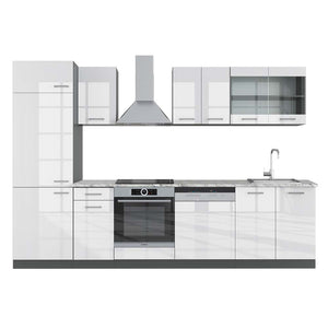 Vicco Cucina componibile Bianco lucido/antracite 300 cm , PL Marmo