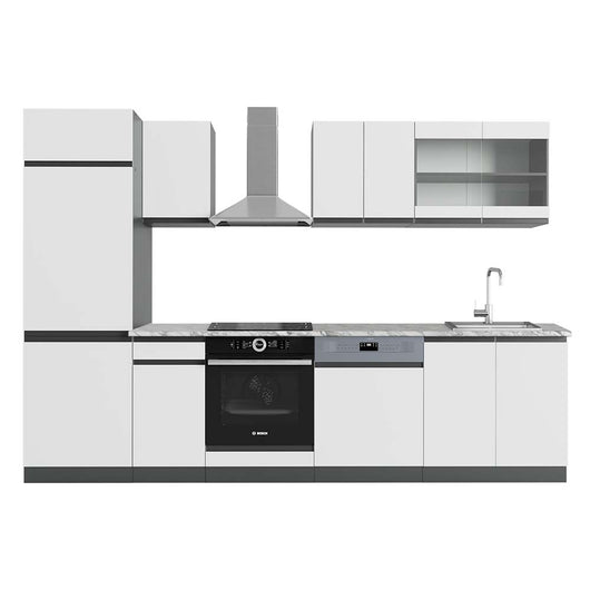 Vicco Cucina componibile Bianco/antracite 300 cm , PL Marmo