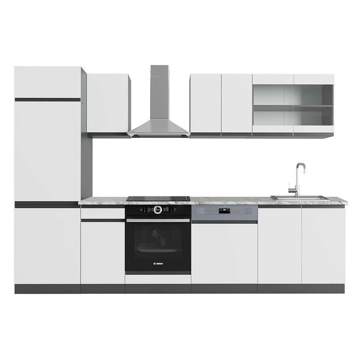 Vicco Cucina componibile Bianco/antracite 300 cm , PL Marmo