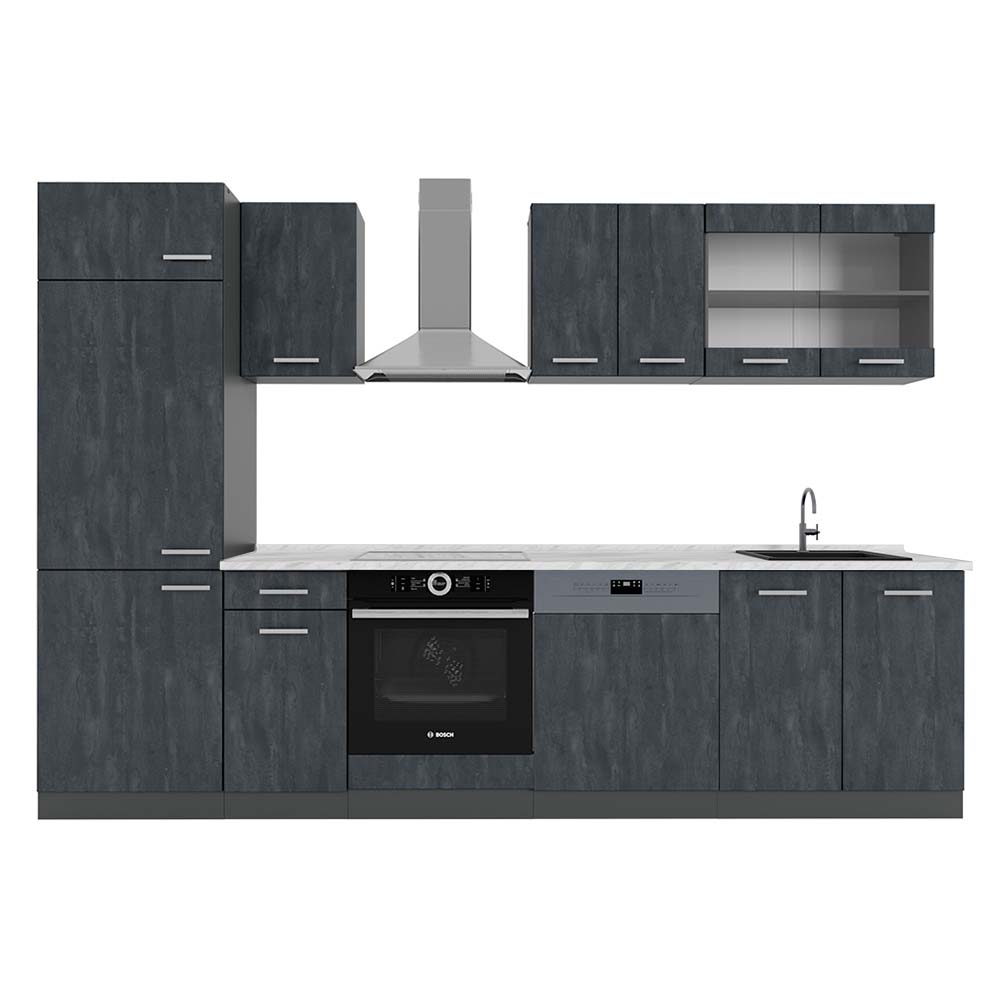 Vicco Cucina componibile Calcestruzzo nero/antracite 300 cm PL Marmo