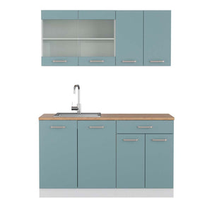 Vicco Cucina monoblocco Blu-grigio/bianco 140 cm , PL Rovere