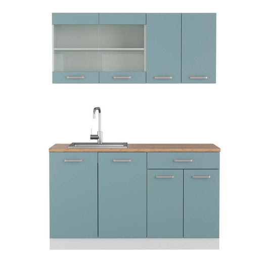 Vicco Cucina monoblocco Blu-grigio/bianco 140 cm , PL Rovere