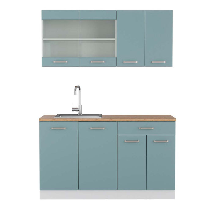 Vicco Cucina monoblocco Blu-grigio/bianco 140 cm , PL Rovere