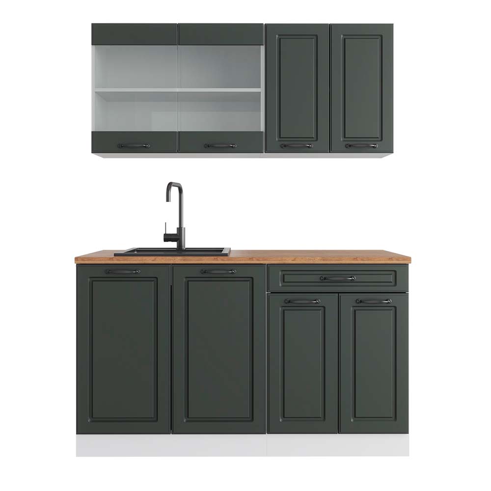 Vicco Cucina monoblocco Antracite casa di campagna/bianco 140 cm , PL Rovere