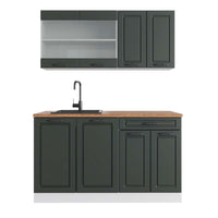 Vicco Cucina monoblocco Antracite casa di campagna/bianco 140 cm , PL Rovere