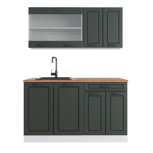 Vicco Cucina monoblocco Antracite casa di campagna/bianco 140 cm , PL Rovere