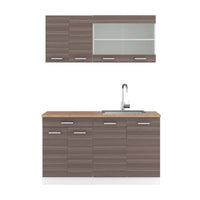 Vicco Cucina monoblocco Grigio prezioso/bianco 140 cm , PL Rovere