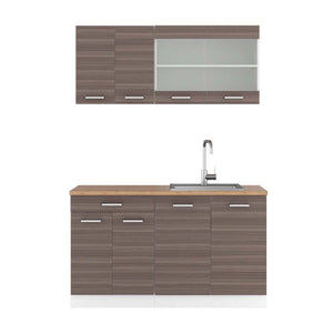 Vicco Cucina monoblocco Grigio prezioso/bianco 140 cm , PL Rovere