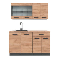 Vicco Cucina monoblocco Quercia dorata/antracite 140 cm , PL Rovere