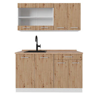 Vicco Cucina monoblocco Rovere artigianale/bianco 140 cm , PL Rovere