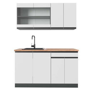 Vicco Cucina monoblocco Bianco/antracite 140 cm , PL Rovere