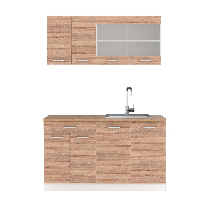 Vicco Cucina monoblocco Sonoma/Bianco 140 cm , PL Rovere