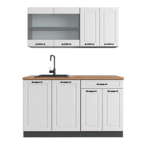 Vicco Cucina monoblocco Bianco casa di campagna/antracite 140 cm , PL Rovere