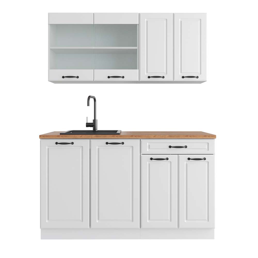 Vicco Cucina componibile Casa di campagna bianca/bianco 140 cm , PL Rovere