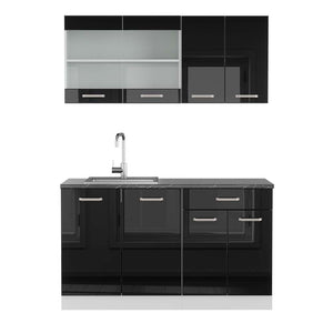 Vicco Cucina monoblocco Nero lucido/bianco 140 cm , PL Antracite