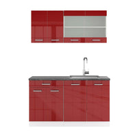 Vicco Cucina monoblocco Rosso lucido/bianco 140 cm , PL Antracite