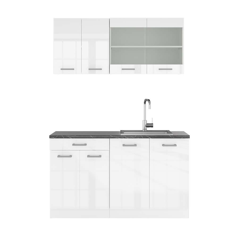 Vicco Cucina monoblocco Bianco lucido/bianco 140 cm , PL Antracite