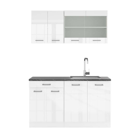 Vicco Cucina monoblocco Bianco lucido/bianco 140 cm , PL Antracite