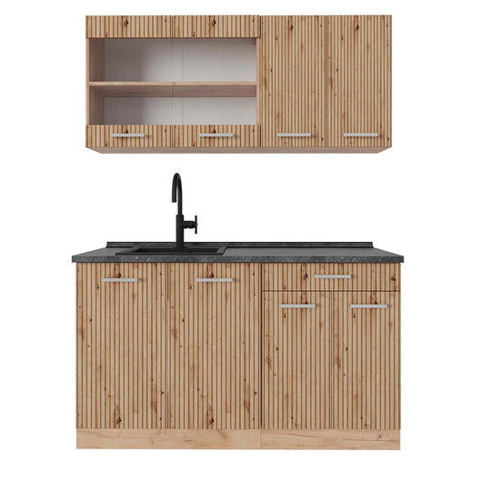 Vicco Cucina monoblocco Rovere artigianale/rovere Goldkraft 140 cm , PL Antracite