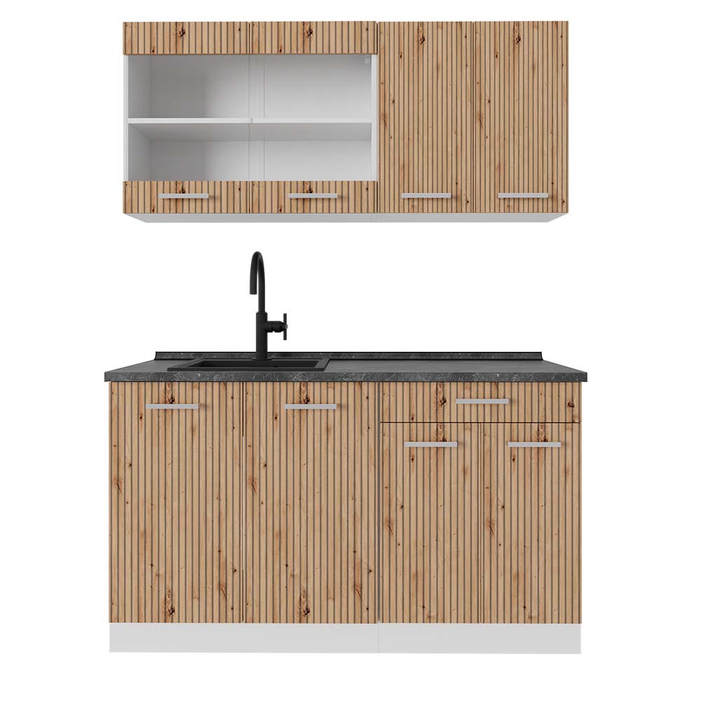 Vicco Cucina monoblocco Rovere artigianale/bianco 140 cm , PL Antracite