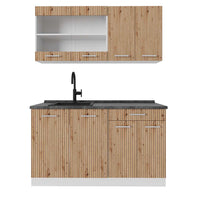 Vicco Cucina monoblocco Rovere artigianale/bianco 140 cm , PL Antracite