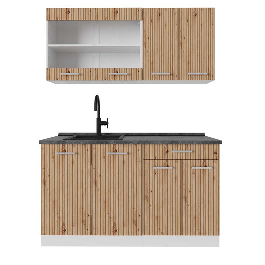 Vicco Cucina monoblocco Rovere artigianale/bianco 140 cm , PL Antracite