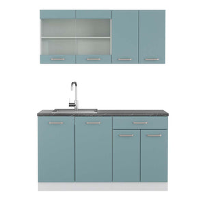 Vicco Cucina monoblocco Blu-grigio/bianco 140 cm , PL Antracite