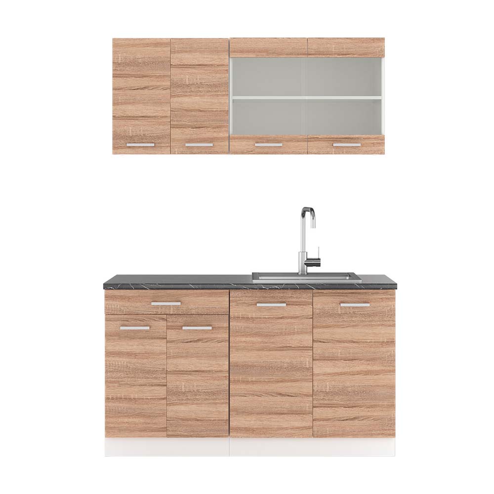 Vicco Cucina monoblocco Sonoma/Bianco 140 cm , PL Antracite