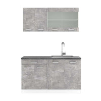 Vicco Cucina monoblocco Cemento/Bianco 140 cm , PL Antracite