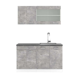 Vicco Cucina monoblocco Cemento/Bianco 140 cm , PL Antracite