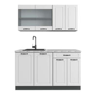 Vicco Cucina monoblocco Bianco casa di campagna/antracite 140 cm , PL Marmo