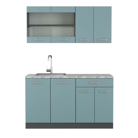 Vicco Cucina monoblocco Blu-grigio/antracite 140 cm , PL Marmo