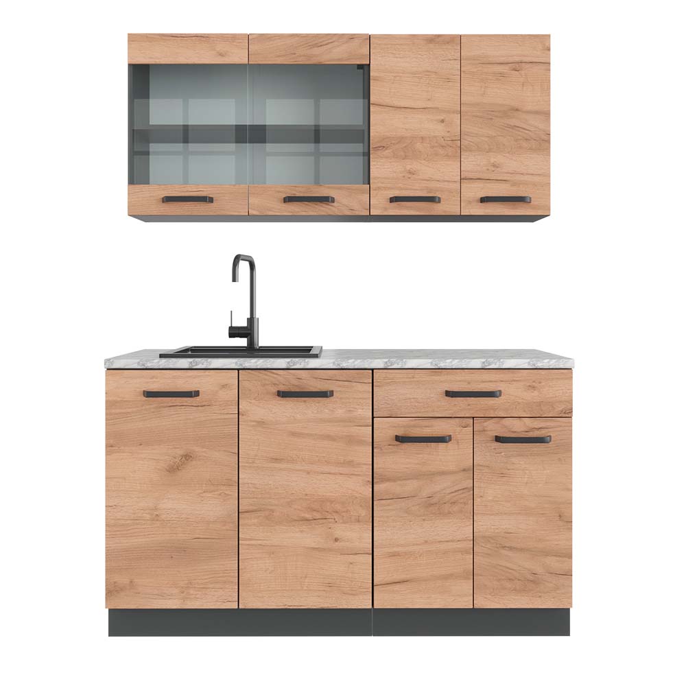 Vicco Cucina monoblocco Quercia dorata/antracite 140 cm , PL Marmo