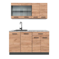 Vicco Cucina monoblocco Quercia dorata/antracite 140 cm , PL Marmo