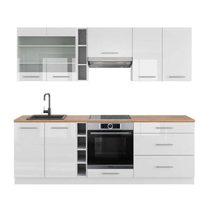 Vicco Cucina componibile Bianco lucido/bianco 235 cm , PL Rovere
