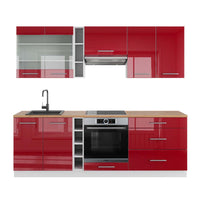 Vicco Cucina componibile Bordeaux lucido/bianco 235 cm , PL Rovere