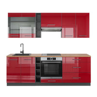 Vicco Cucina componibile Bordeaux lucido/antracite 235 cm , PL Rovere