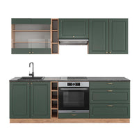 Vicco Cucina componibile Quercia verde-oro Country/oro Power 235 cm , PL Antracite