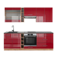 Vicco Cucina componibile Bordeaux lucido/rovere dorato 235 cm , PL Antracite