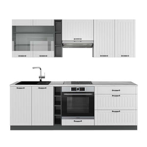 Vicco Cucina componibile Bianco casa di campagna/antracite 235 cm , PL Marmo