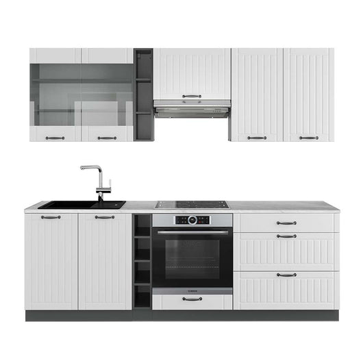 Vicco Cucina componibile Bianco casa di campagna/antracite 235 cm , PL Marmo