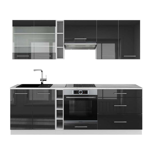 Vicco Cucina componibile Antracite lucido/bianco 235 cm , PL Marmo