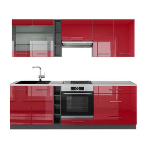 Vicco Cucina componibile Bordeaux lucido/antracite 235 cm , PL Marmo