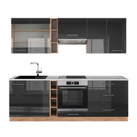 Vicco Cucina componibile Antracite lucido/oro power oak 235 cm , PL Marmo