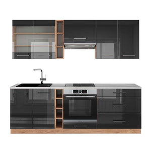 Vicco Cucina componibile Antracite lucido/oro power oak 235 cm , PL Marmo