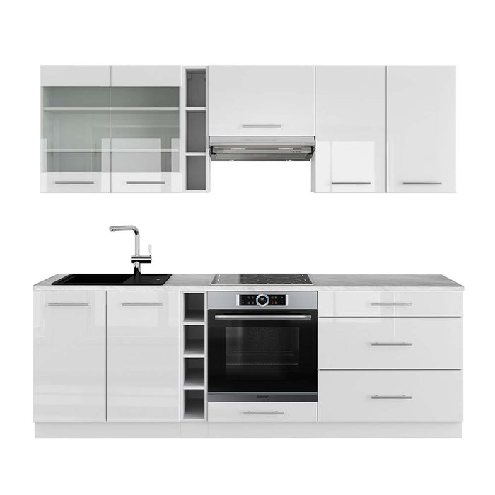 Vicco Cucina componibile Bianco lucido/bianco 235 cm , PL Marmo