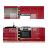 Vicco Cucina componibile Bordeaux lucido/rovere dorato 235 cm , PL Marmo