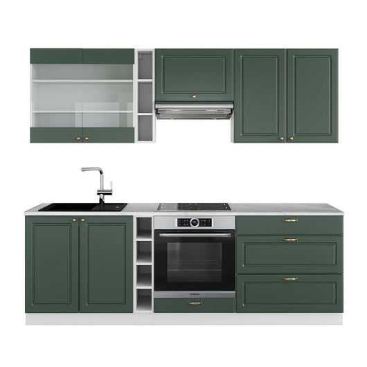 Vicco Cucina componibile Verde-oro Country House/Bianco 235 cm , PL Marmo